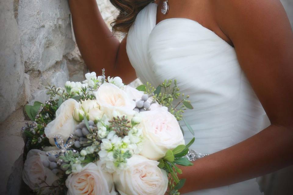 Bride and bouquet