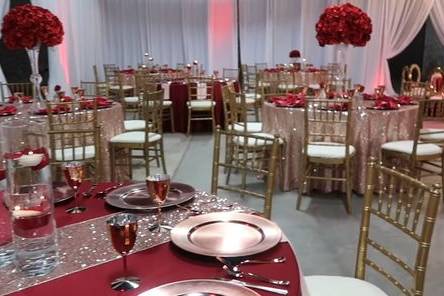 Red and rose gold wedding