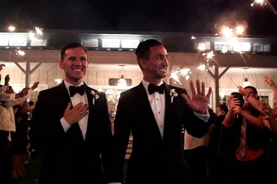Smiling and waving