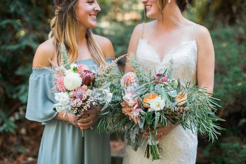 Bride with bridesmaid