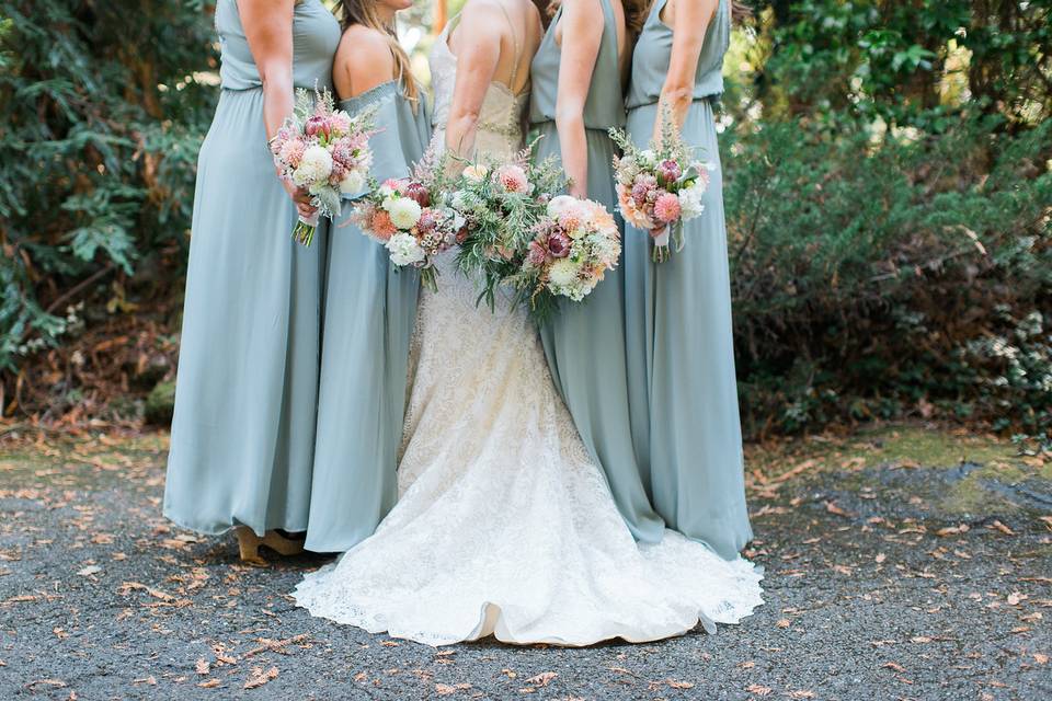 Bride with bridesmaids