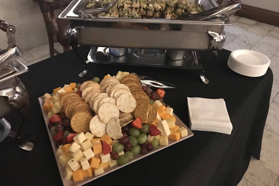 Cheese display and appetizers