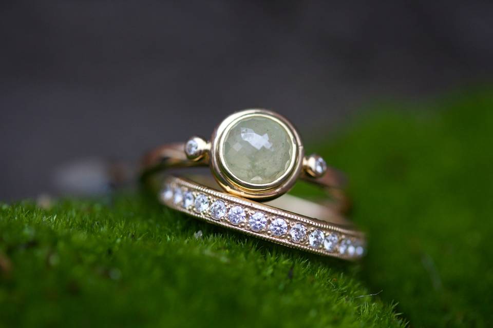 Gypsy Set Gray Diamond Ring