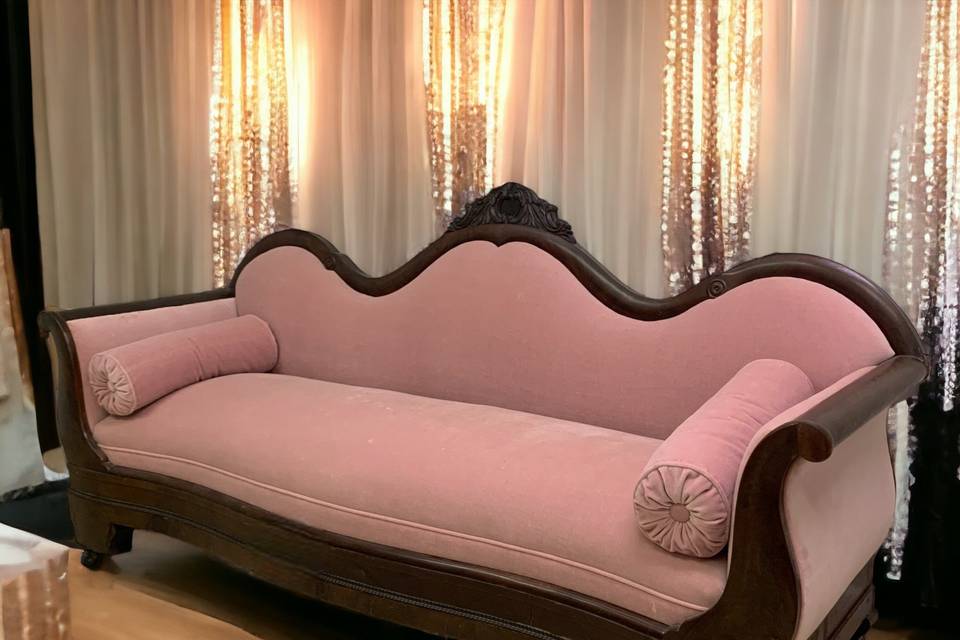 Vintage Pink Velvet Sofa