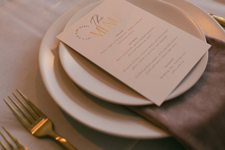 Menu card at table setting