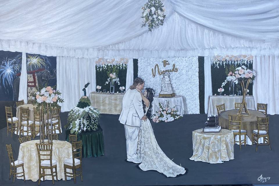 Live wedding painting of couple