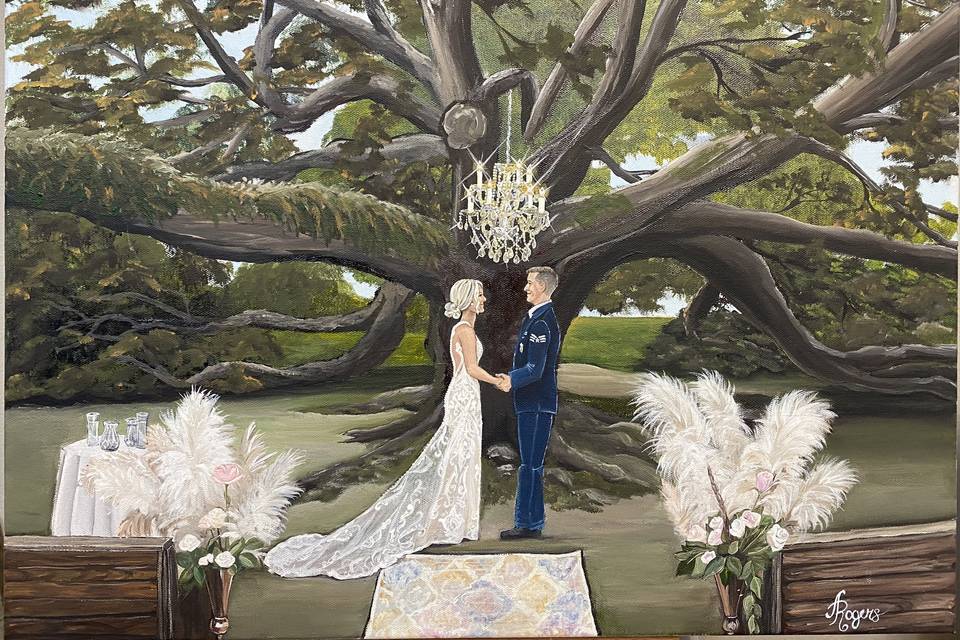 Painting of couple getting married
