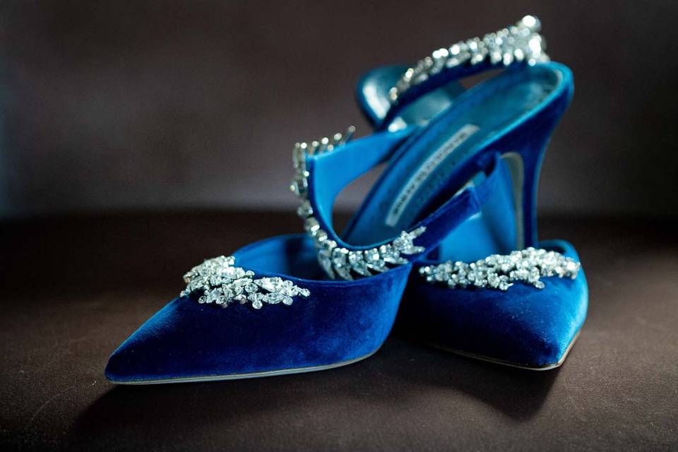 Manolo Blahnik blue suede shoe