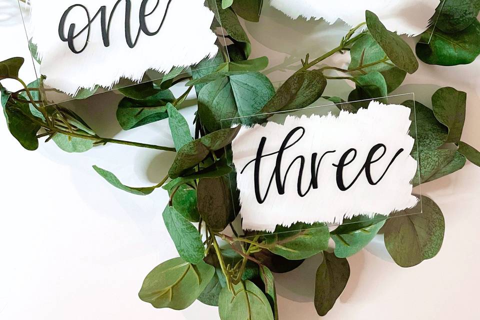 Nature inspired table numbers