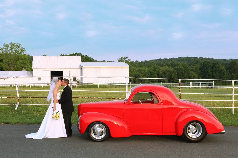 Red car and couple