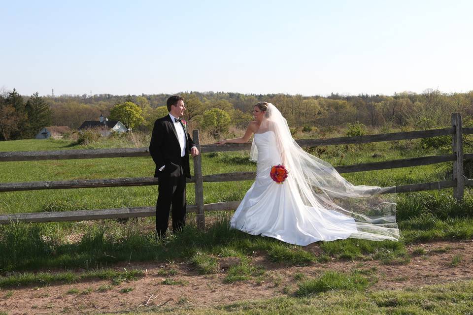 Grass field and couple