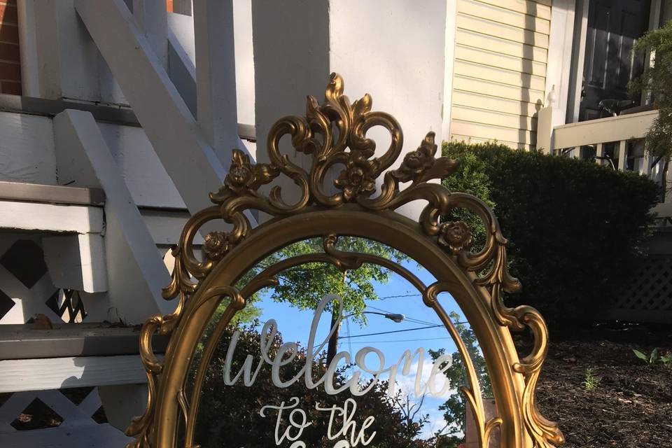 Mirror welcome sign