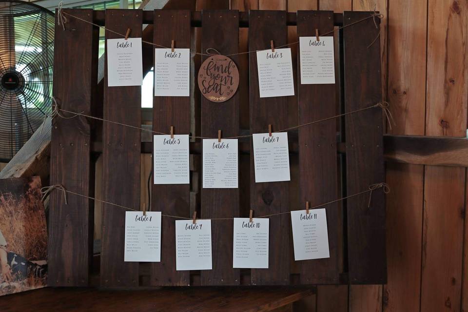 Rustic seating chart