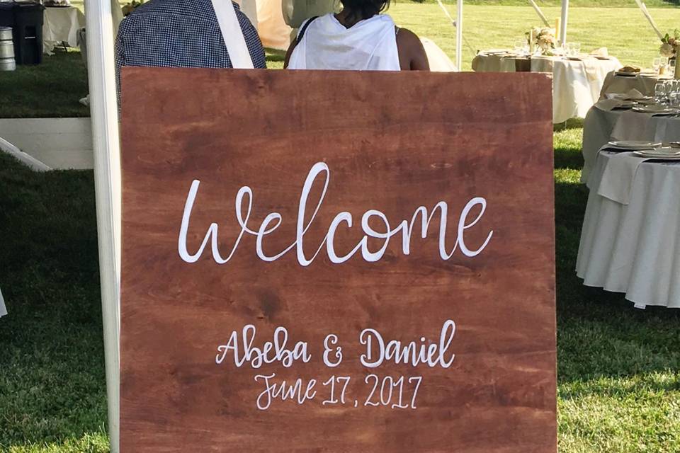 Easel welcome sign