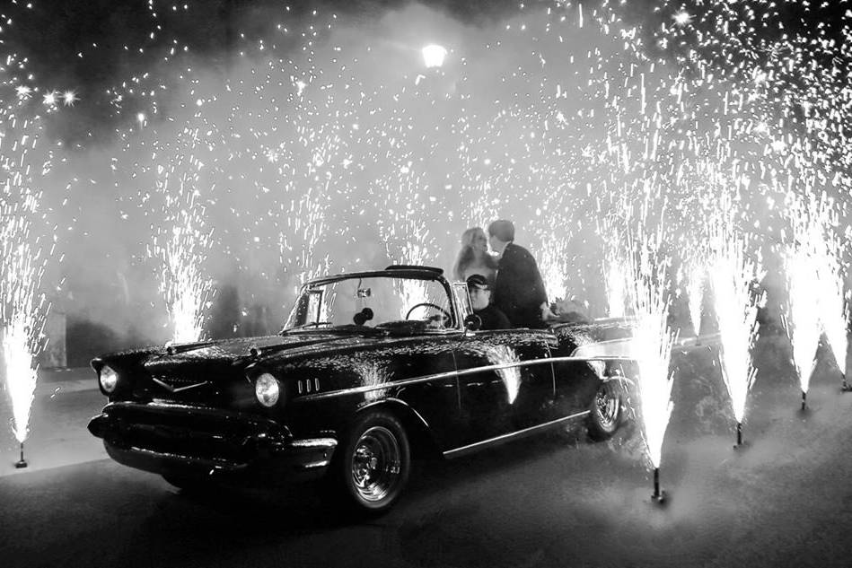 Leave your wedding with sparks flying.  Wedding pyro - gerbs