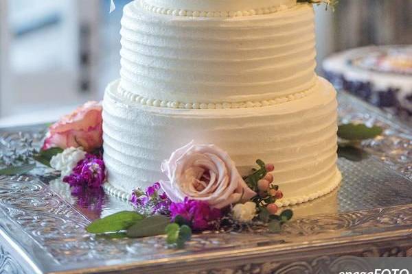 Multiple layered wedding cake