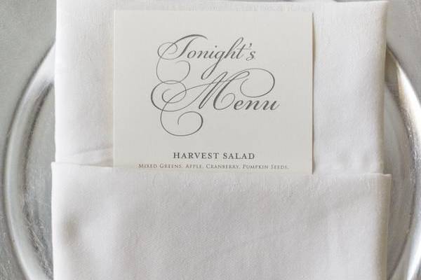 Menu and napkin