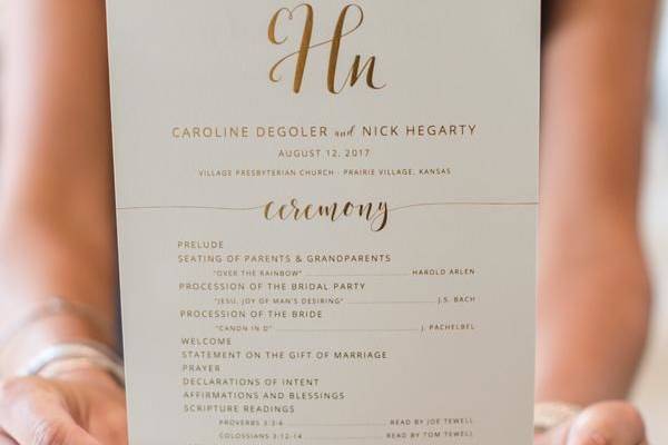 Wedding menu