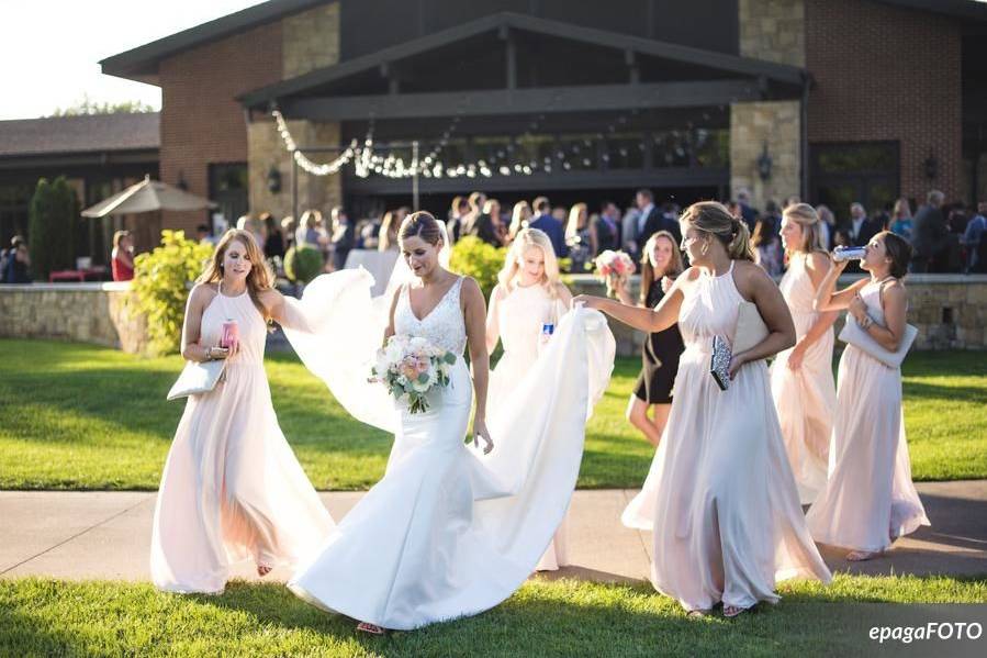 The bride with her bridesmaids