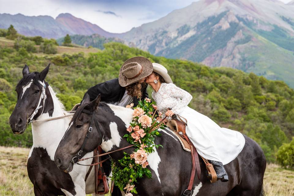 Horseback wedding photography
