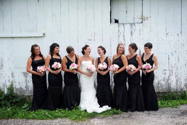 The bride with bridesmaids