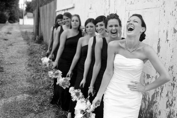 The bride with bridesmaids