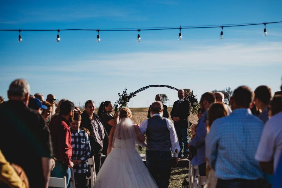 Bride walking down the aisle