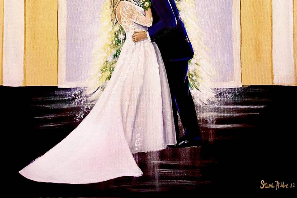 First Kiss Christmas Painting