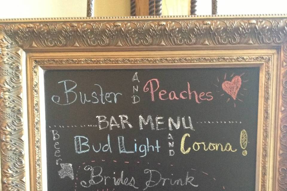 Bar menu. Opera House does this for all of our events.