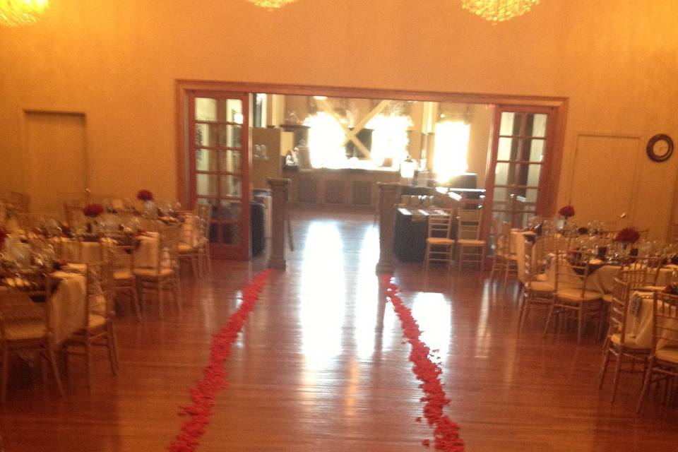 Guests were seated at their tables during the ceremony.