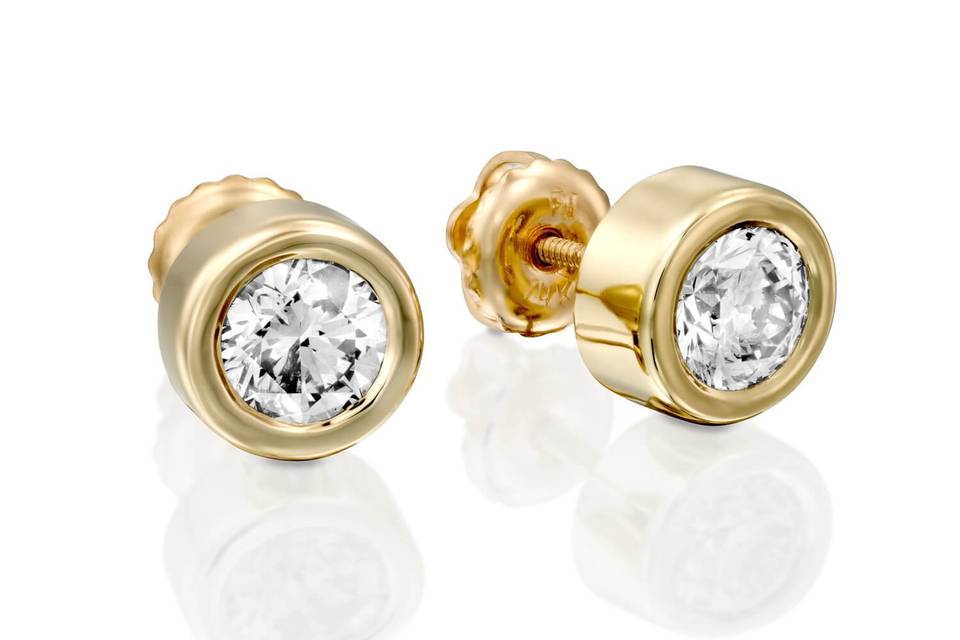 Bezel set diamond earrings